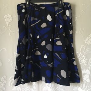 George Me Designs by Mark Eisen Black & Blue Abstract Shapes Knee Length Skirt